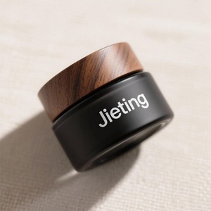 <b>Empty</b> Black Cosmetic Glass <b>Jar</b> 5g 10g 15g 20g 50g 100g 120g Eye Cream Frosted Glass <b>Jar</b> with Bamboo Cap Lid - Product Image 1