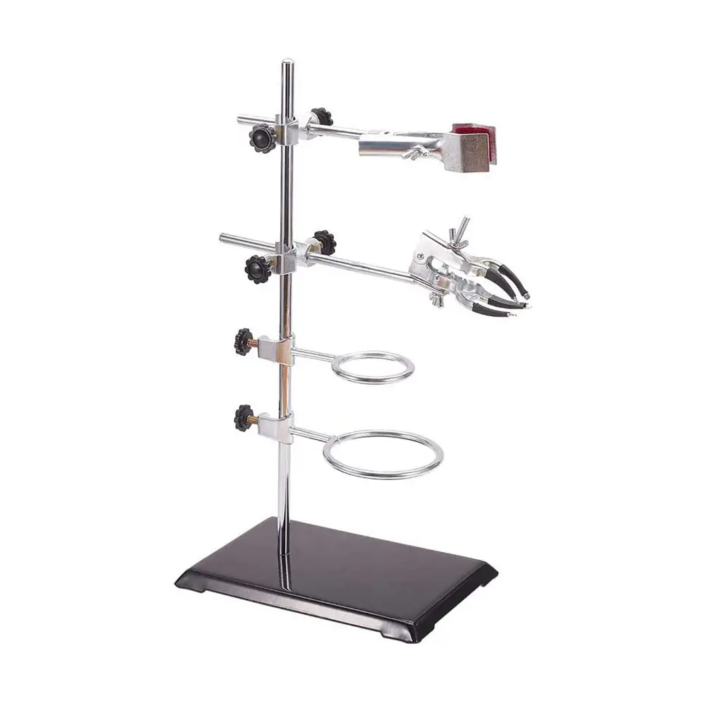 Chemical Lab Combine Stand Set with Support Stand Retort Rings Clamps Rods Base Connected for Chemistry Experiment