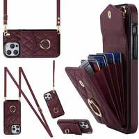 Sac bandoulière de luxe en cuir PU avec pochette accordéon pour cartes, étui portefeuille pour iPhone 17 Pro Max, coque arrière en cuir pour iPhone 16