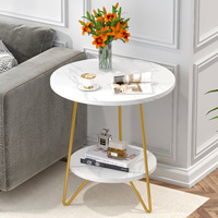 Mesa de Centro Moderna de MDF Blanca con Espacio de Almacenamiento para Sala de Estar, Juego de Mesas Auxiliares Pequeñas de Lujo