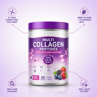Poudre de peptides de collagène multi-sources saveur baies pour adultes – Soutien des cheveux, de la peau, des ongles et des articulations – Suppléments de collagène hydrolysé pour l'éclat de la peau