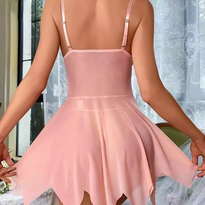 Chemise de nuit sexy pour femme, grande taille, à bretelles, avec dentelle, style européen et américain, lingerie sexy - Product Image 4