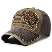 Casquette de baseball structurée à 6 panneaux avec patch brodé tigre, bordure dentelée vieillie, personnalisable en 130 couleurs, vente en gros, OEM, ODM, articles de coiffure
