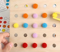 Juego de Clasificación de Colores de Madera con Pompones, Juguete Educativo para Desarrollar Habilidades Motoras Finas, para Niños de 2 a 4 y 5 a 7 Años, Juguete Unisex para Jardín de Infancia