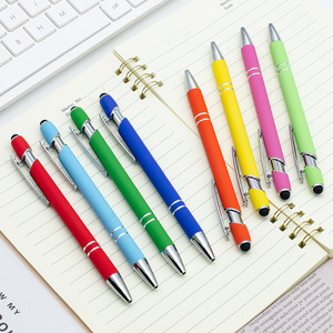 Hot bán khuyến mại New đa chức năng bóng Stylus mềm màn hình cảm ứng <span class=keywords><strong>Pen</strong></span> 2 trong 1 với biểu tượng tùy chỉnh kim loại bút bi - Product Image 5