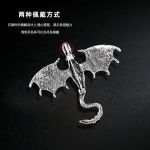 Broche Retro con Forma de Dragón Volador de Dibujos Animados con Efecto de Goteo de Aceite, Accesorio de Joyería Personalizado para Traje de Hombre, Suministro Transfronterizo - Product Image 2