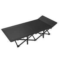 Lit de camping pliable 28 pouces pour adultes, lit de couchage portable avec matelas, lit de camp robuste pour l'extérieur, capacité 160 kg, acier inoxydable