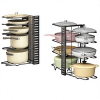 Nouveau style d'étagère de rangement multifonctionnelle en métal à 5 niveaux, de type tour, pour cuisine domestique, pour ustensiles de cuisine et couvercles de casseroles