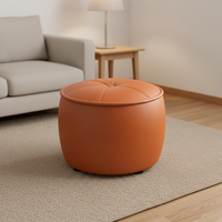 Meilleures ventes, pouf en cuir imperméable et résistant aux plis, style contemporain, coussin de siège doux, repose-pieds pour salon