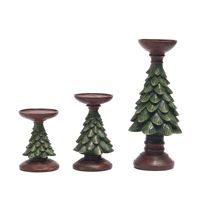 Ensemble de 3 bougeoirs en résine pour sapin de Noël, aspect bois antique, support de bougie pilier, décoration intérieure, cadeau de Noël en gros, salon