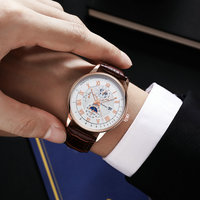 Nouvelle Montre Homme de Luxe à Quartz Étanche Entièrement Automatique avec Calendrier Lumineux Bracelet en Cuir de 20 mm Vente en Gros