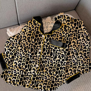 Pyjamas Damen Frühjahr und Herbst Modelle Cardigan Langärmlige lange Hosen Sweet Sexy Leopard Advanced Sense of Home Kleidung Anzug - Product Image 3