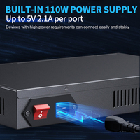 Sipolar SH3-10 Hub USB 3.0 Inteligente de 10 Puertos con Control de Software de Encendido/Apagado por Puerto, 2.1A 5V/22A PSU, Dongle USB, Gestión U-Key
