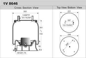 Resorte de suspensión neumática para entrenador RT11320325A1 Bolsa de aire de goma 1T15M-2 KING LONG Bus Air Spring Assy - Product Image 6