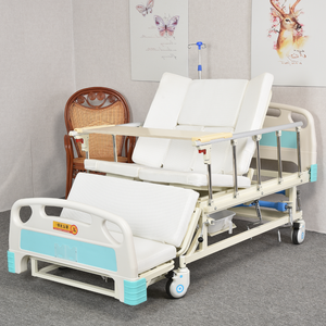 Cama de Enfermería Médica con manivela giratoria <span class=keywords><strong>lateral</strong></span> multifunción, cama de hospital para pacientes con UCI curvada completa, orinal para inodoro, cama de cuidado en el hogar - Product Image 1