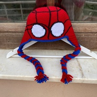 Gorro de punto de superhéroe araña en oferta, gorro de invierno de ganchillo hecho a mano en rojo festivo, gorro de punto para adultos con bordado 3D, ideal para viajes.