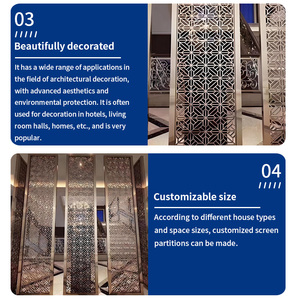 Bronz oda bölücüler kat tavan paslanmaz çelik Metal ekran bölme otel restoran lobi oturma odası bölme duvar - Product Image 3