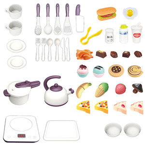 Ensemble de cuisine de jeu pour enfants, jouet en plastique avec ustensiles et aliments, pour les enfants de 2 à 4 ans, unisexe, cadeau de cuisine simulée - Product Image 1