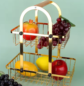 Aksesoris Laris Manis Cocok untuk Lemari Dapur Keranjang Penyimpanan Buah Dua Tingkat Keranjang Piknik Dapur Rak Penyimpanan - Product Image 1