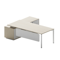 Bureau d'angle exécutif en bois en forme de L Mobilier de bureau de luxe pour PDG Bureau de direction