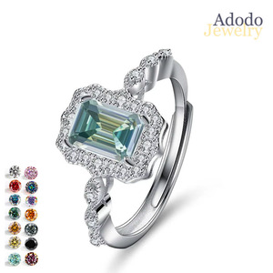 แหวนเพชรโมอีสสี1CT <span class=keywords><strong>มรกต</strong></span>สำหรับผู้หญิงขายส่ง925สเตอร์ลิง PT950ทองคำขาวชุบทองคำขาว - Product Image 1