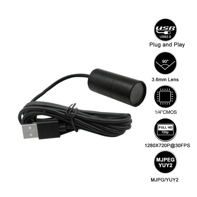 720P 1MP USB 2.0 Full HD Vehicle UVC Mini Bullet Camera CMOS Sensor Driverless OTG for Industry Equipment