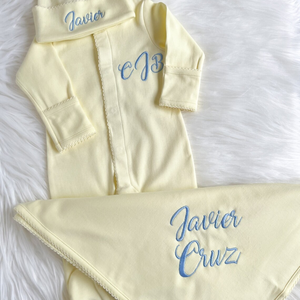 Set di Tutine Personalizzate con Monogramma per Neonati <span class=keywords><strong>e</strong></span> Bambine, con Ricamo del Nome Personalizzato, Tutina con Piedini Color Crema - Product Image 5
