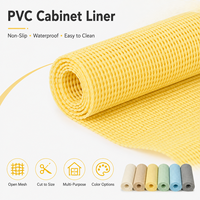 Tapis de protection antidérapant et imperméable en PVC jaune à mailles ouvertes pour tiroirs et étagères, facile à découper, multicolore, pour rangement de cuisine