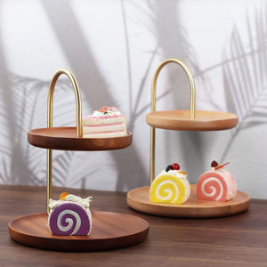 Boîte à bijoux en bois massif, support de rangement rond de bureau, organisateur multifonctionnel autoportant, porte-clés décoratif en acier inoxydable - Product Image 1
