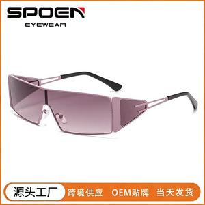 Lunettes de soleil Y2K Shield à monture intégrale UV400 pour femmes, protection solaire, style tendance - Product Image 5