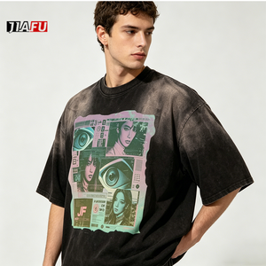 230gsm Men's Tshirts Acid Washed Sun Faded Baggy Custom Graphic <strong>Tee</strong> Streetwear Hip-Hop 100% Cotton t <strong>Shirt</strong> for Men Hot Supplier - Product Image 3