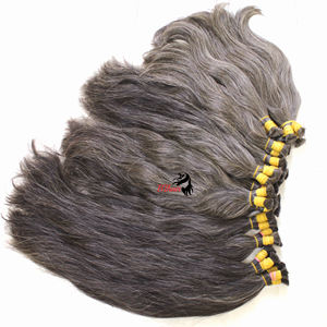 Tissage en lot de cheveux humains brésiliens, cheveux humains, vierges, bruts, à cuticules alignées, Double trame, gris - Product Image 1