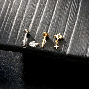 Bijou de corps en titane ASTM F136 avec pendentif chaîne à pampilles et zircone cubique (CZ), pour <span class=keywords><strong>piercing</strong></span> Hélix, Cartilage, Conch, Labret, Lèvre, à dos plat - Product Image 5