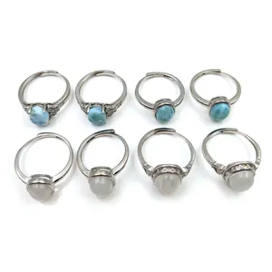 חדש עיצובים מונסטון כסף טבעת קרושון כחול חן Larimar טבעות אצבע Resizable להרחיב טבעת לנשים זול מחיר מתנות