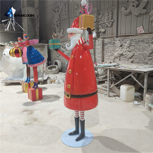 Installation de Noël-Statue <span class=keywords><strong>du</strong></span> Père Noël en fibre de verre Cadeaux colorés Ribboned Storefront Affiche des spots photo de vacances - Product Image 3