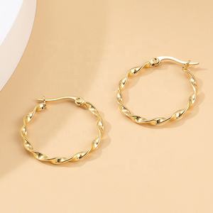 <span class=keywords><strong>ต่าง</strong></span><span class=keywords><strong>หู</strong></span>ห่วงบิดเกลียวขนาดใหญ่ ชุบทอง 18K สแตนเลส สำหรับผู้หญิง - Product Image 3