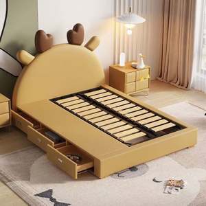 Cartoon Deer Kids <b>Bed</b> Creative Design 1.2m <b>Single</b> <b>Bed</b> <b>with</b> <b>Storage</b> Modern Minimalist for Boys Girls Teens - Product Image 3