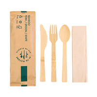 Ensemble de couverts jetables biodégradables pour fête, fourchette, cuillère, couteau, assiettes, ustensiles en bois de bambou pour le camping