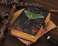 Vintage A6 cuir carnet de croquis 200 Page livre des ombres Journal avec fermoir serrure Luna Moth Deckle bord à la main papier hommes femmes