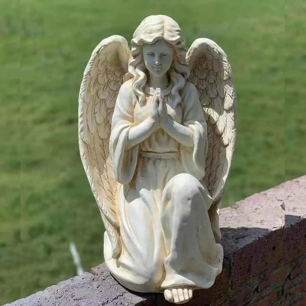 Christendom Religieuze Hars Engel Sculptuur Outdoor Tuin Gazon Decoratie