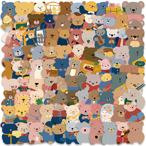 100 pièces Kawaii morceaux de papier ours dessin animé Graffiti autocollants pour livre mur bouteille <span class=keywords><strong>vinyle</strong></span> enfants mignon petits ours autocollant - Product Image 1