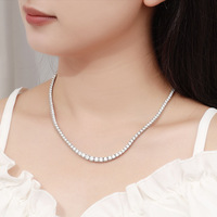 Collier Chaîne Tennis en Moissanite Taille Graduée 0.5ct 5mm avec Argent Sterling 925 Véritable, Longueur 15"-24", Polyvalent pour Femmes