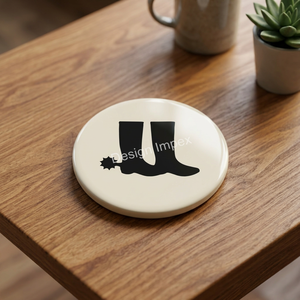 Sous-verres décoratifs pour thé et café, style équestre, finition émail blanc, à prix abordable - Product Image 1