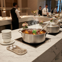 Marmite en aluminium de grande taille en gros, marmite à soupe en aluminium, marmites à bouillon, cuisinière à induction avec couvercle pour restaurant, hôtel