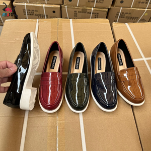 Comfortable Women's Chunky Heel Loafers Breathable Patent Leather Slip-On Winter Shoes for Casual & Party Use - Product Image 1