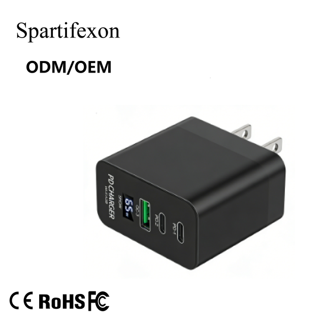 65W PD Multi-Port Fast Charging GaN Wall Charger Foldable Tablet Laptop Mobile Phone Charge Usb c Charger for EU Socket Standard