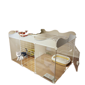 Прозрачная прочная пластиковая клетка для кошек для домашнего использования, свободно соединяемая, для изоляции в помещении, на балконе, для родильного отделения, разделитель пространства - Product Image 1