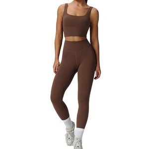 Conjuntos Deportivos para <span class=keywords><strong>Mujer</strong></span>, Dos Piezas, <span class=keywords><strong>Camiseta</strong></span> sin Mangas, Leggings de Cintura Alta a Juego, Conjuntos de Gimnasio, Conjunto de Yoga - Product Image 2