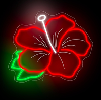Enseigne néon Hibiscus, lumière LED en forme de fleur d'hibiscus, décoration florale hawaïenne |   Mur de fleurs tropicales à intensité variable alimenté par USB