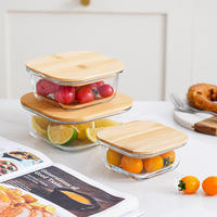 Contenants de stockage alimentaire en verre pour la cuisine, hermétiques, chauffables au micro-ondes, multi-tailles, avec couvercles en bambou (sans BPA), personnalisables